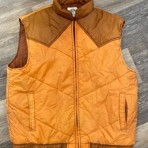 Vintage 70s Men's Orange Quilted Vest